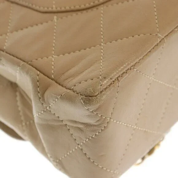 Authentic CHANEL CC Paris Limited Double Flap Bag Lambskin Matelasse Chain Beige - Picture 8 of 8